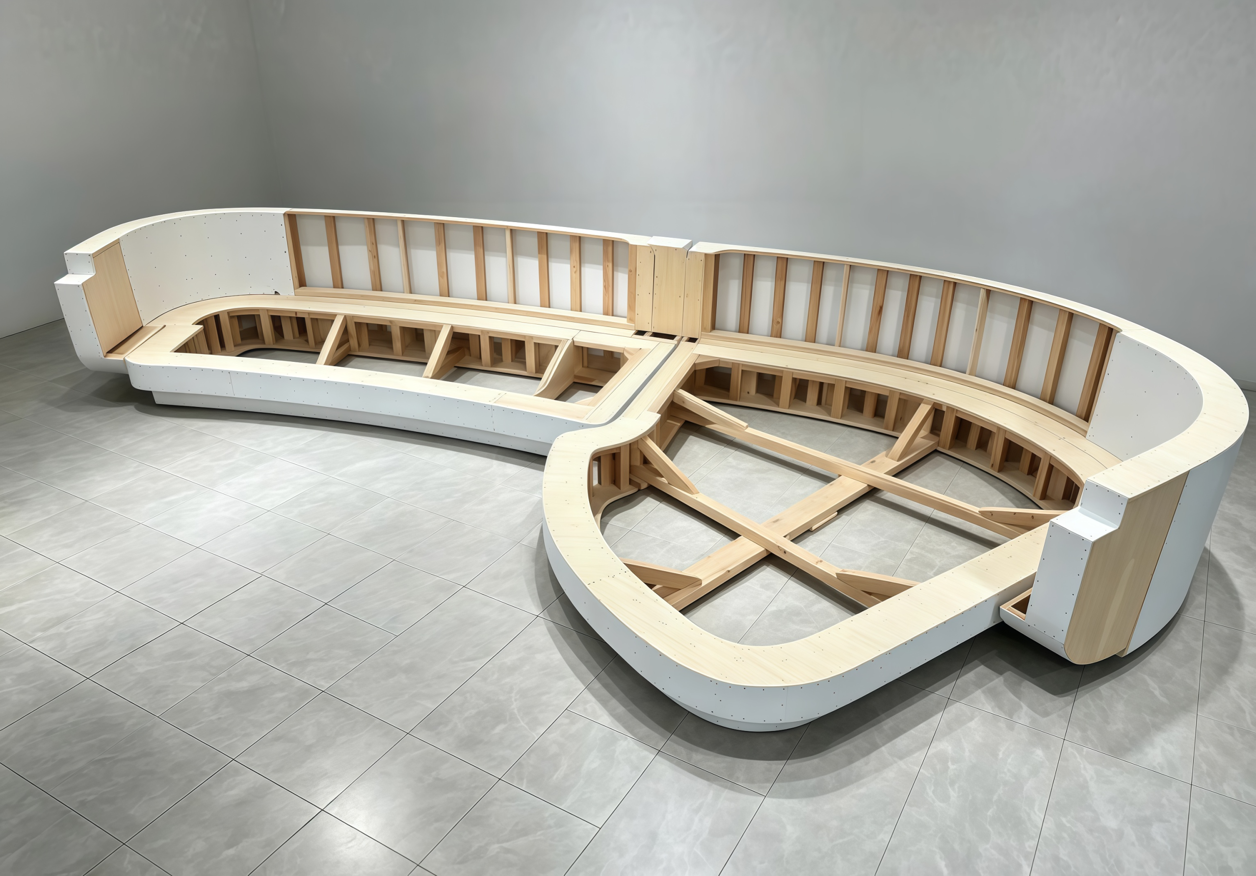 Custom luxury sofa wood frame during OEM ODM sample making