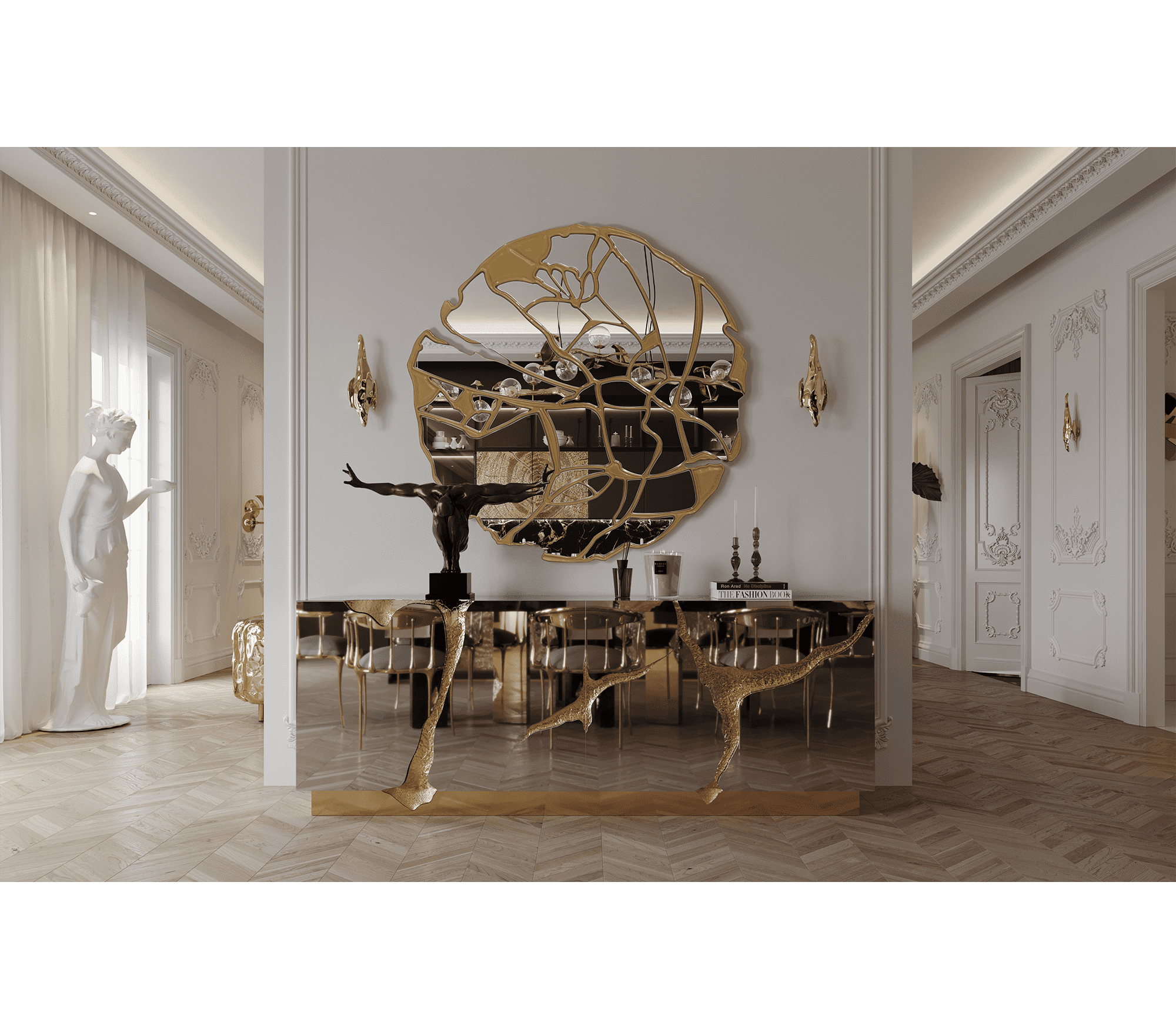 High-end Custom Sideboard | Luxury Brass Display Cabinet