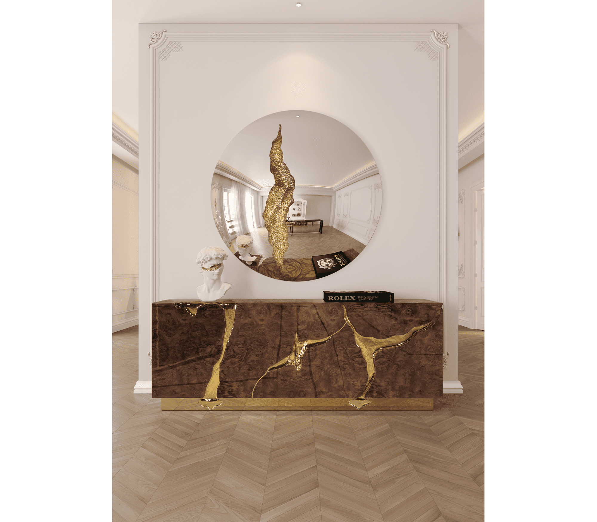 High-end Custom Sideboard | Luxury Wood & Brass Display Cabinet